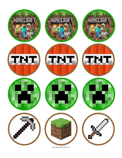 Minecraft Cupcake Toppers Printable